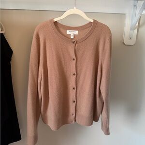 Nordstrom Camel Cashmere Blend Crewneck Cardigan — XXL